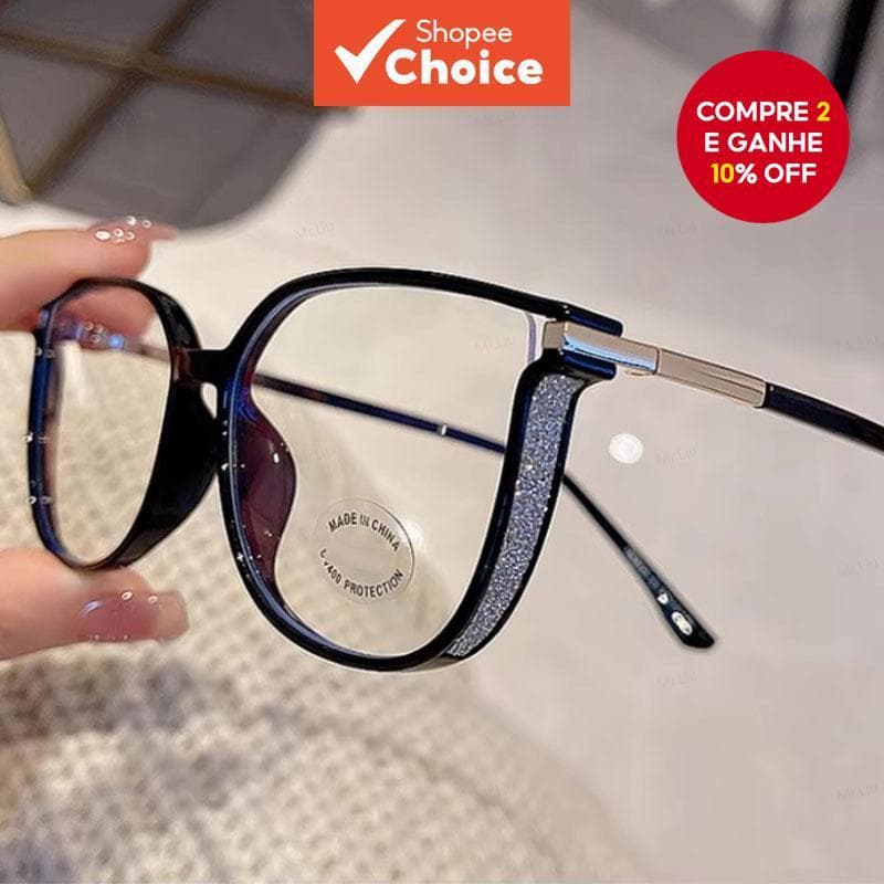 Óculos Femininos Com Bloqueio De Luz Azul , Modernos De Armação Grande Para Computador