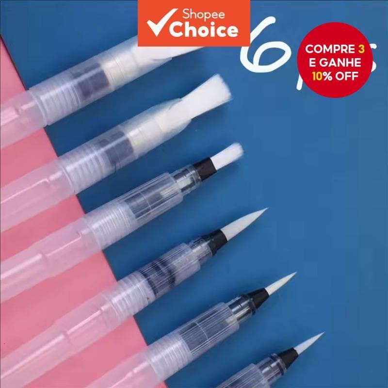 Conjunto De Canetas De Pincel Aquarela Recarregáveis , Água De Ponta De Nylon Macio De 6 Peças Para Pintura , Desenho E 