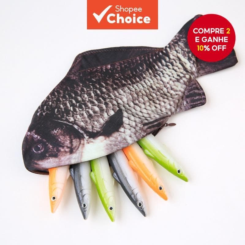 Criativo Estojo De Lápis Modelador De Peixe/Saco Com Desenho Para Homem/Mulher