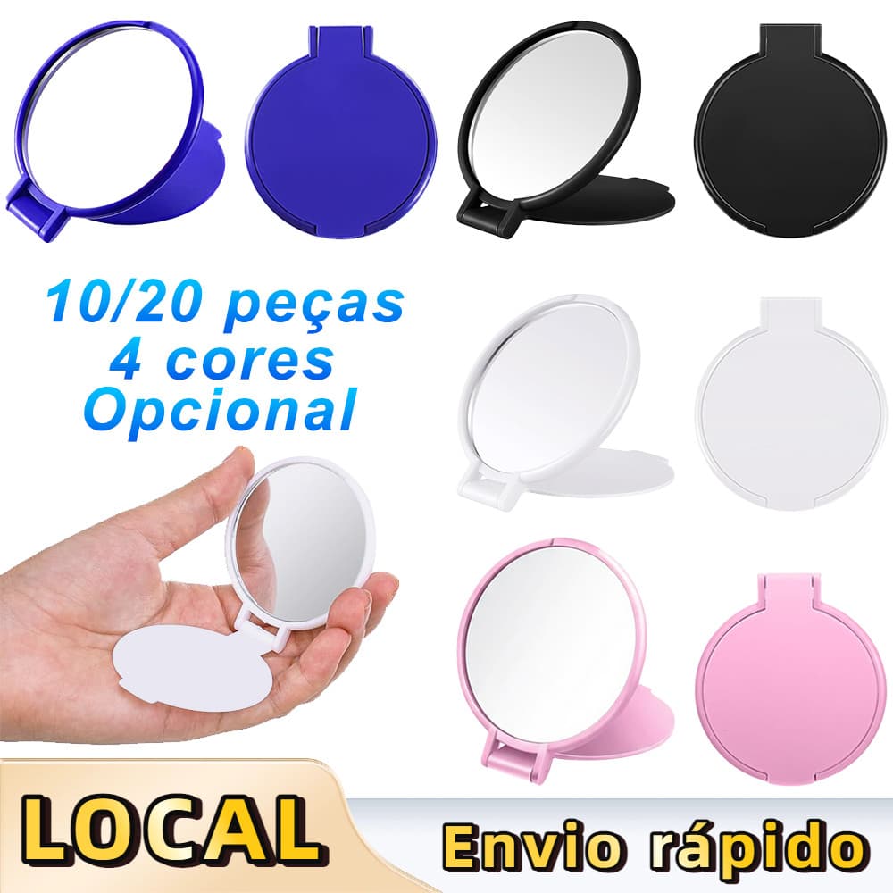 10/20 peças mini espelho dobrável redondo,para compacto bolsa, mulheres meninas viagens uso diário