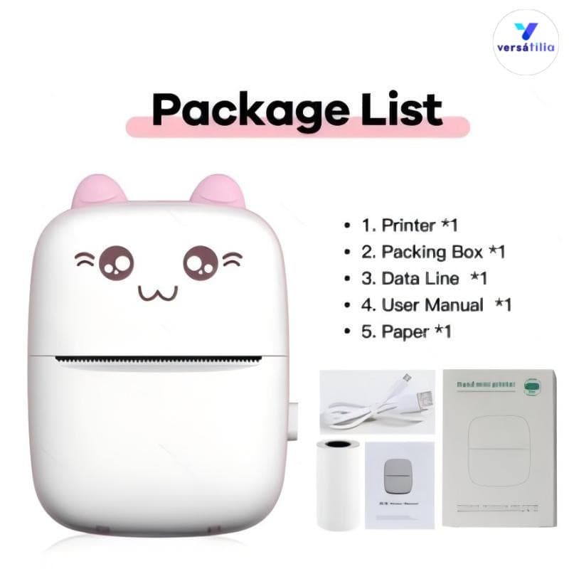 Adequado para Android Ios Design Foto Impressora Sem Fio Mini Impressora Térmica Portátil+5 Rolo Papel+5 Rolo Papel