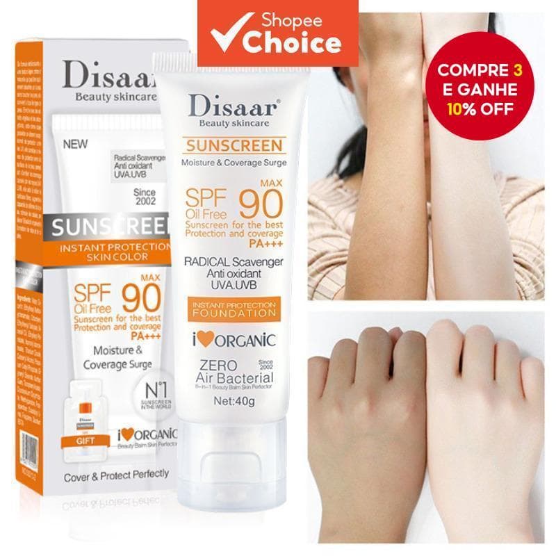 DISAAR SPF 90 Protetor Solar Facial Clareador Creme De Pele Anti-Envelhecimento Controle De Óleo Hidratante 40g