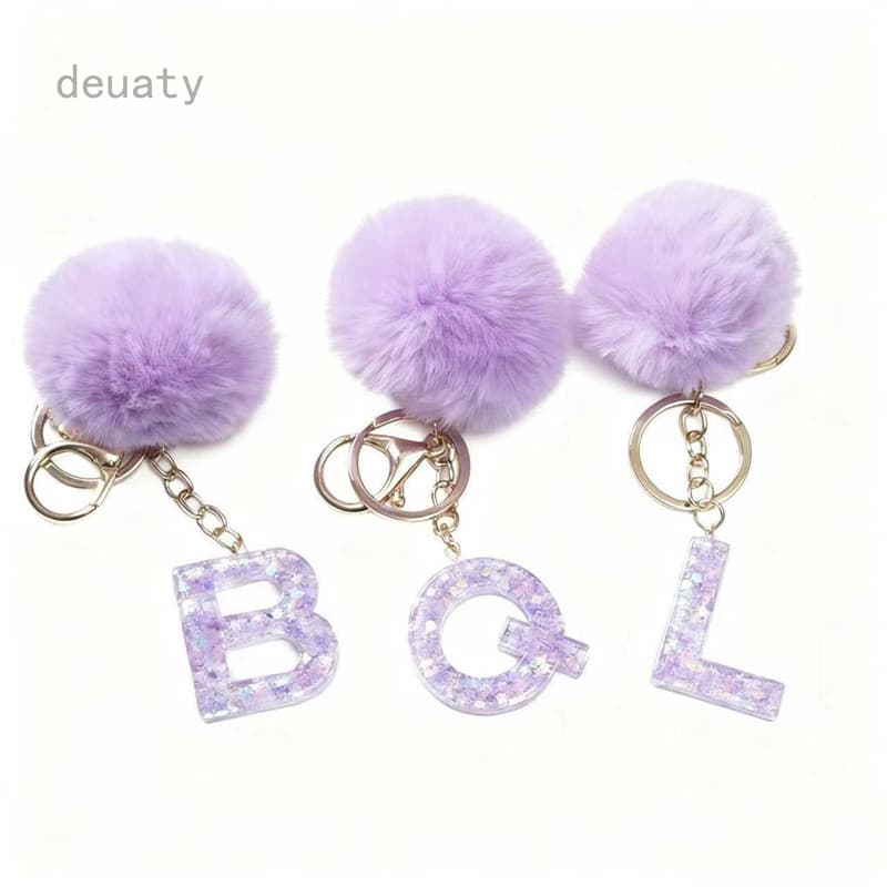 Deauty Roxo Pom-Resina 26 Letras Pingente Chaveiro Mochila Charme