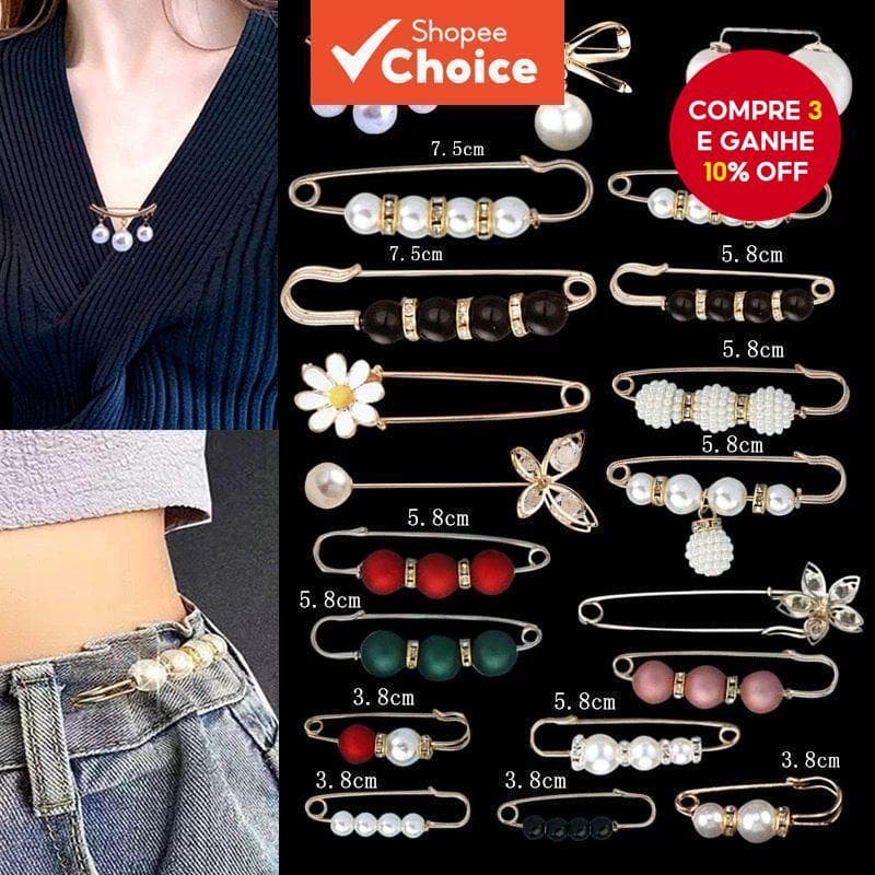 P 20 Peças Alfinetes De Segurança De Pérola Broche Decorativo Antiderrapante Para Vestidos Calças Prático E Bonito