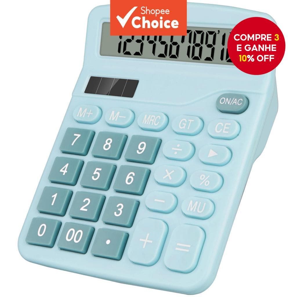 Calculadora De Mesa Azul Claro De 1 Unidade-Tela LCD De 12 Dígitos Com Botões Grandes