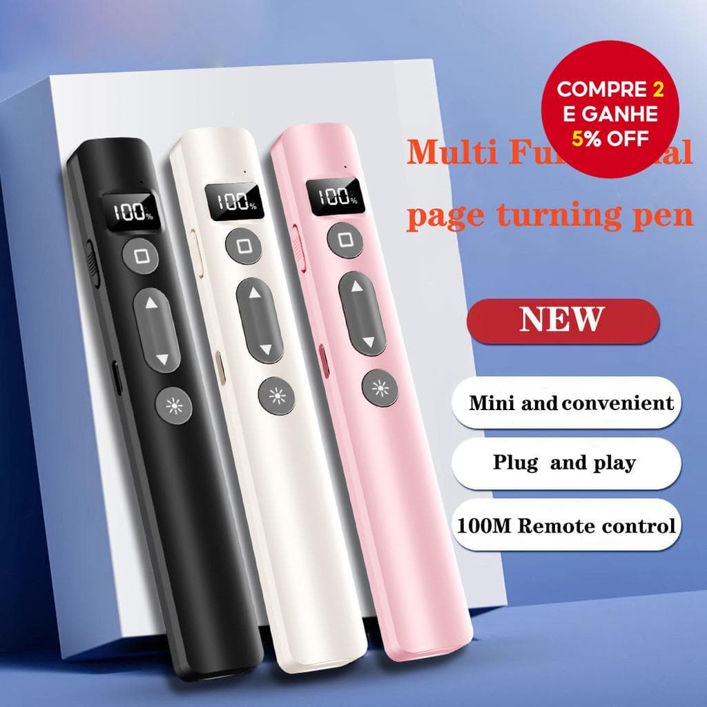 Caneta Apresentadora Digital Sem Fio LED 2.4GHz Adaptador USB C Ponteiro De Controle Remoto Portátil Rosa/Preto/Branco P
