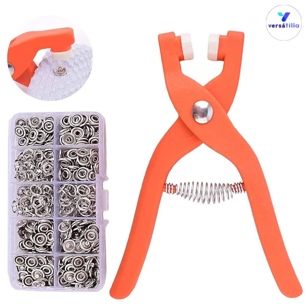 Alicate de Prensa com 200 Componentes - Sistema de Fixação sem Costura para Roupas