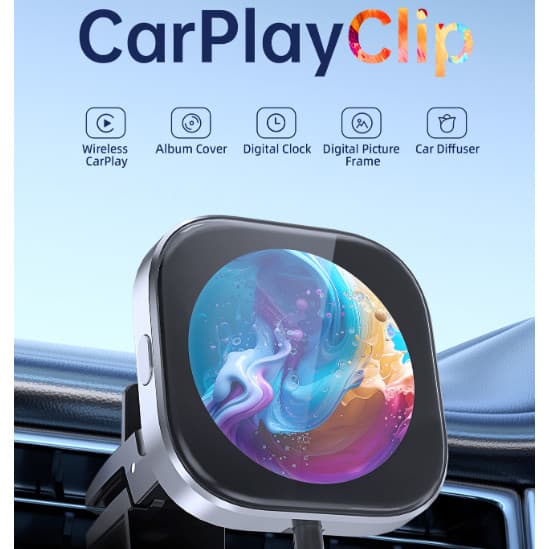 2026NEW CarPlay Clipe Sem Fio Adaptador De Jogo De Carro Acessórios De Perfume Saída De Ar Digital Ventilação Relógio Fo