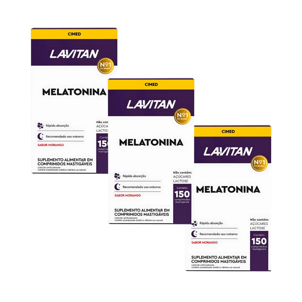 Kit 3 Lavitan Melatonina Morango - 150 capsulas
