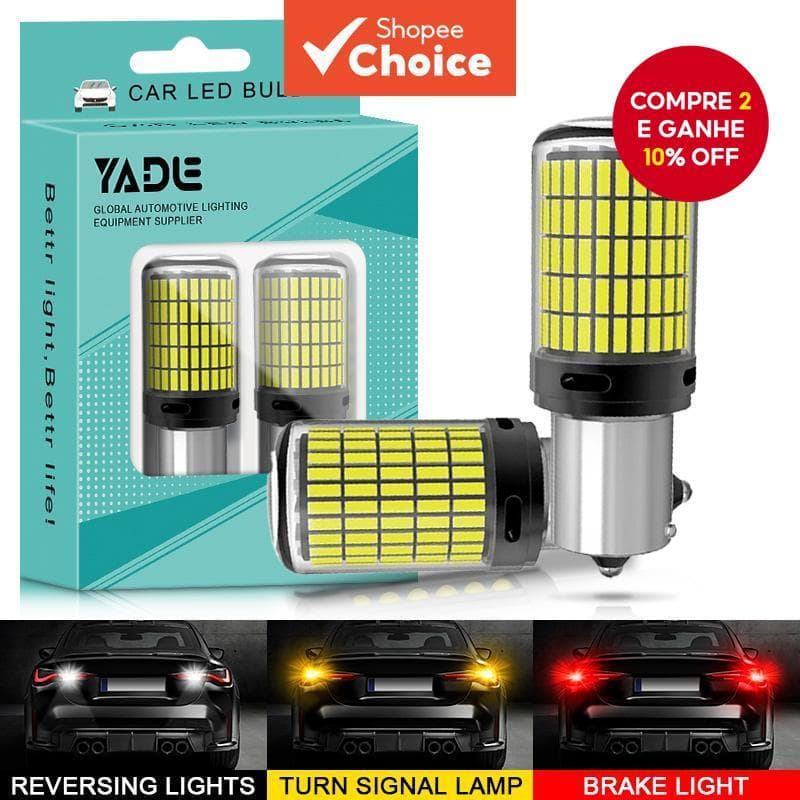 YiRui 2pcs Lâmpadas LED 144smd Inversão de Marcha BA15S P21W