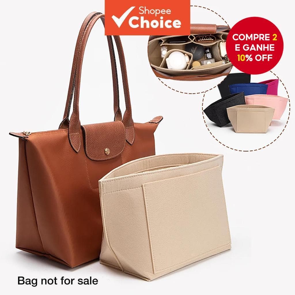 Bolsa Organizadora De Feltro Para Maquiagem , Adequada Longchamp Le Pliage , Forro , Pano