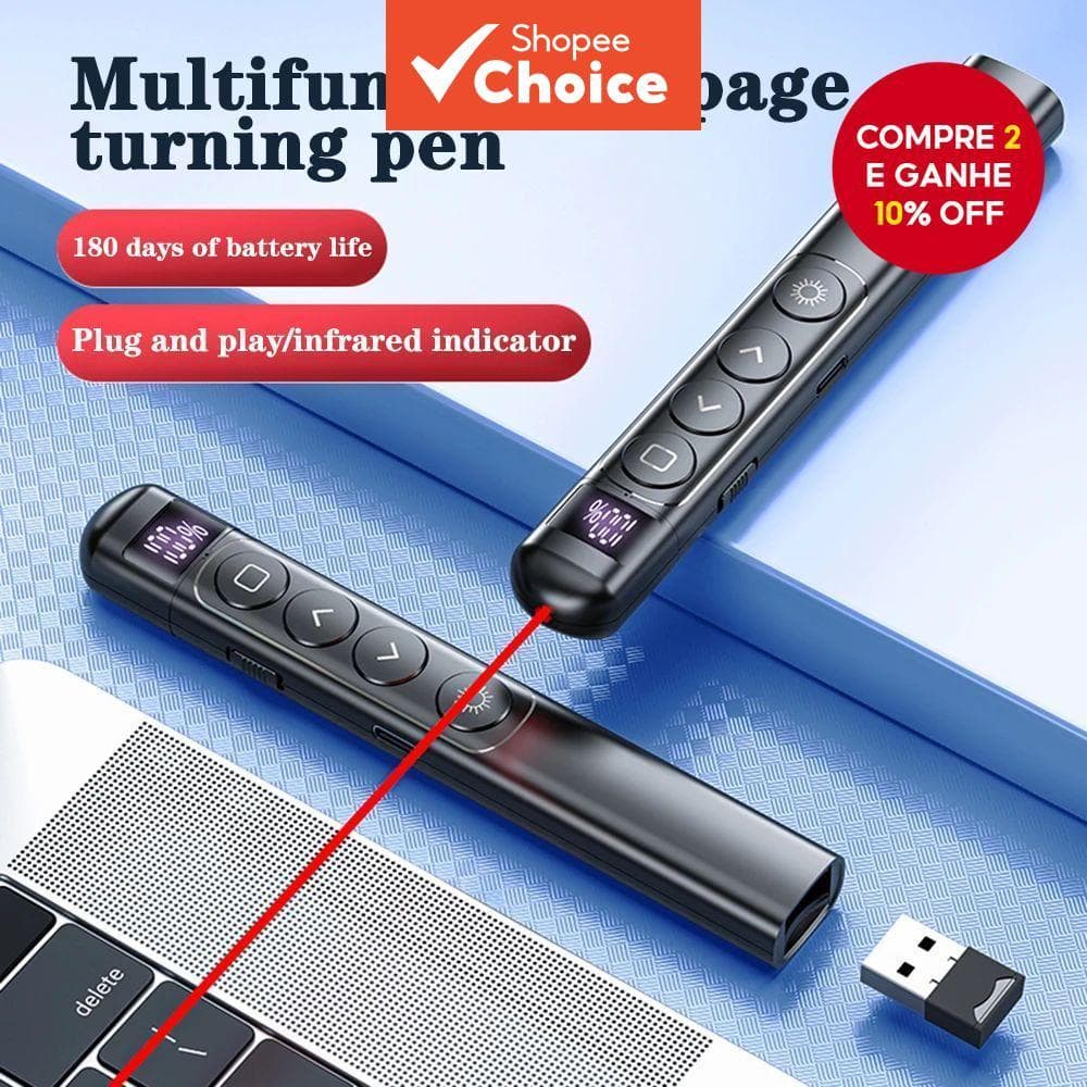  Ponteiro Laser Sem Fio Apresentador 100m 2.4Ghz Caneta de Apresentação USB Tipo C para Macbook Android Projetor PPT Pen