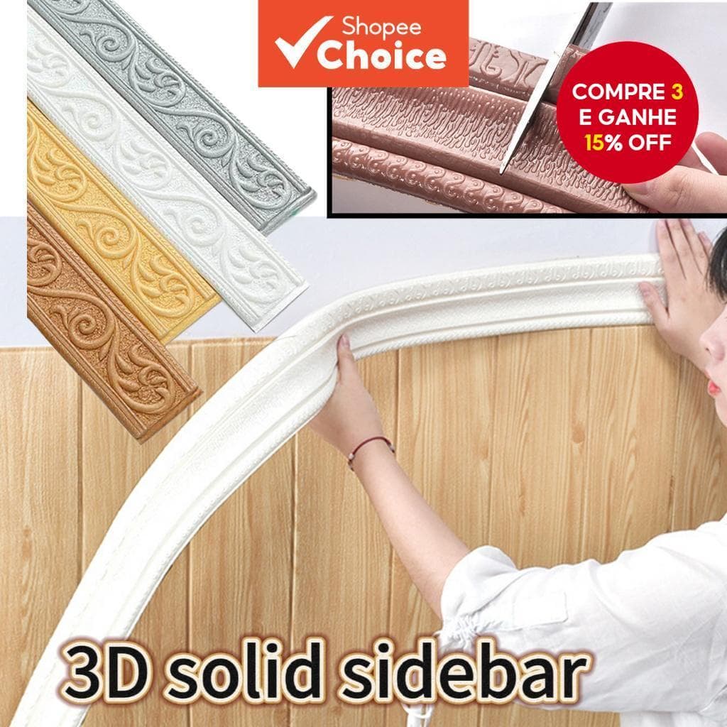 Tiras De Borda De Parede De Espuma 3D Autoadesivas À Prova D'água Rodapé Decoração De Casa