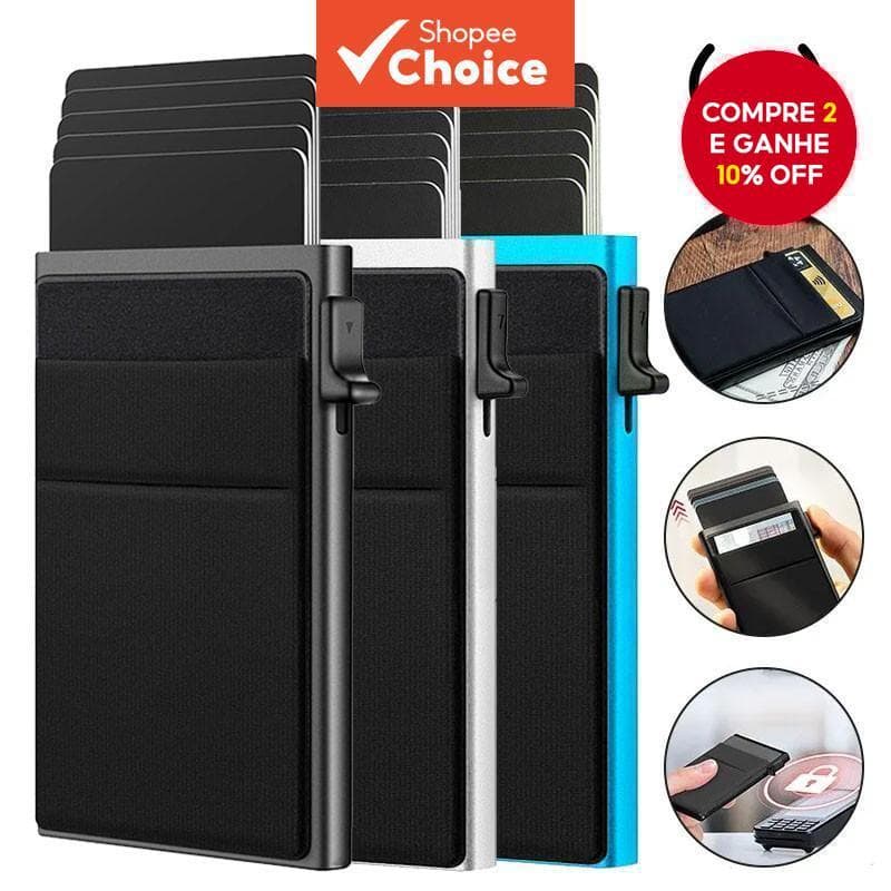 Carteira Slim Minimalista Para Cartões De Crédito Com Rfid, Caso De Metal Luxuoso Para Homens, Porta-id E Cartões