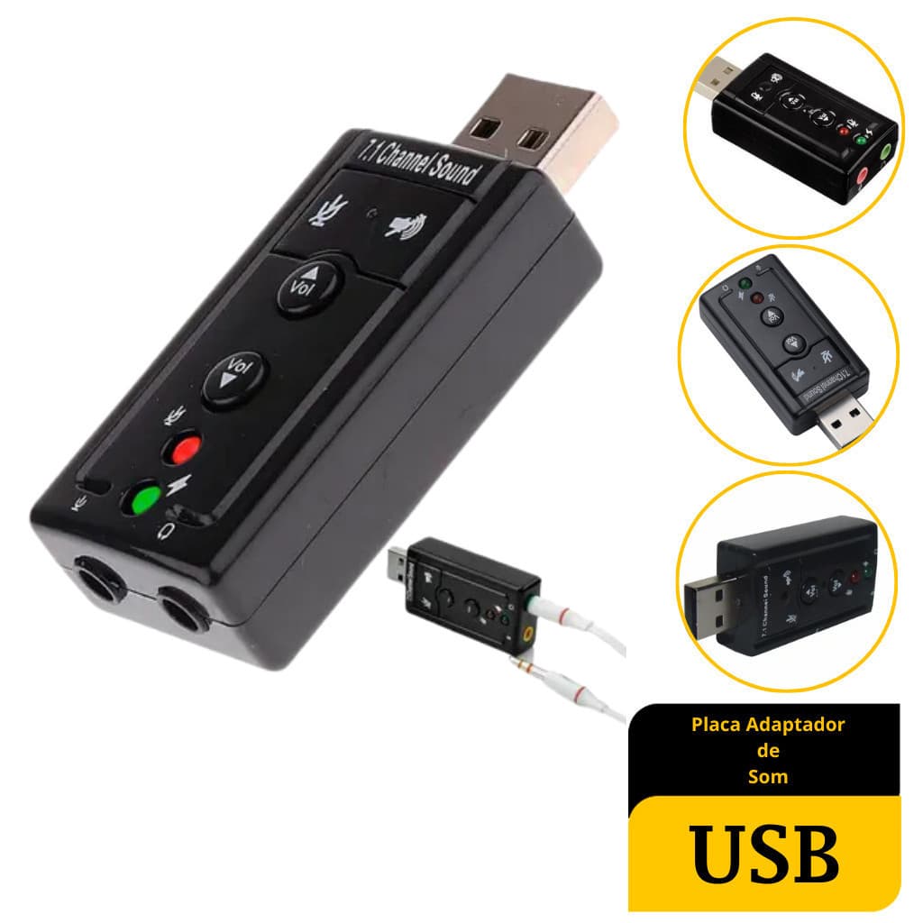 Placa Adaptador De Som Usb 7.1 Canais 3d Premium