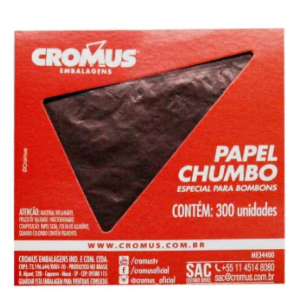 Papel Chumbo 10x9,8cm Liso Marrom com 300 Unidades  - Cromus