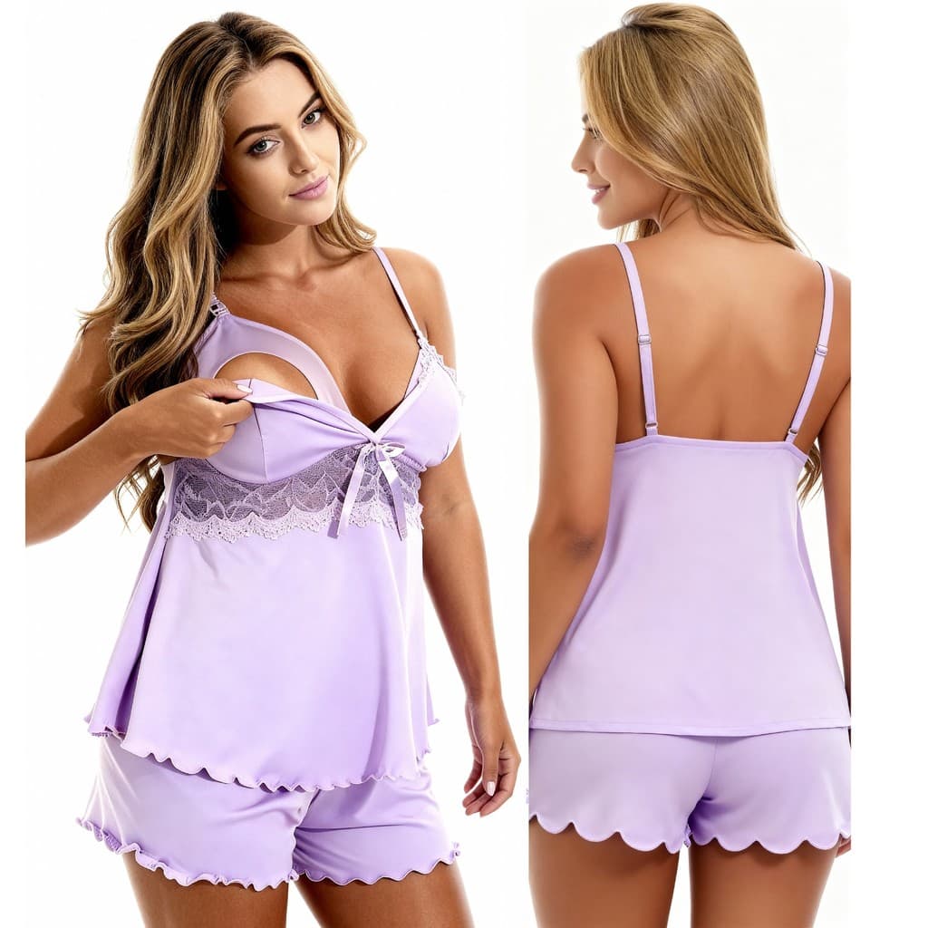 Baby Doll Amamentação Short Doll Mãe Maternidade Pijama Feminino