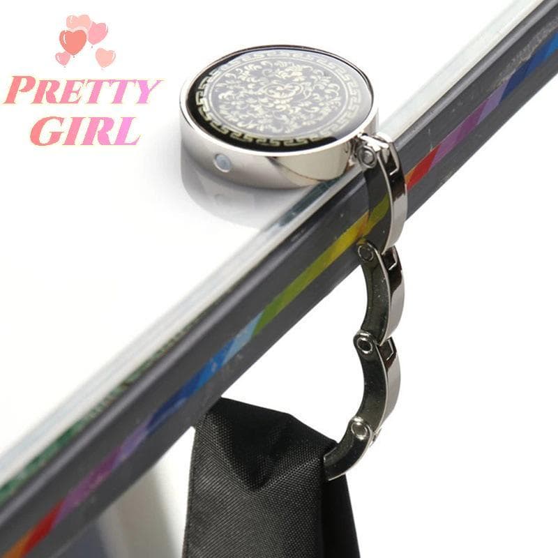 [Pretty ggirl] 1 Peça Mesa Redonda Flores Vintage Portátil Dobrável Bolsa Cabide Gancho Suporte Conveniência Para Uso Em