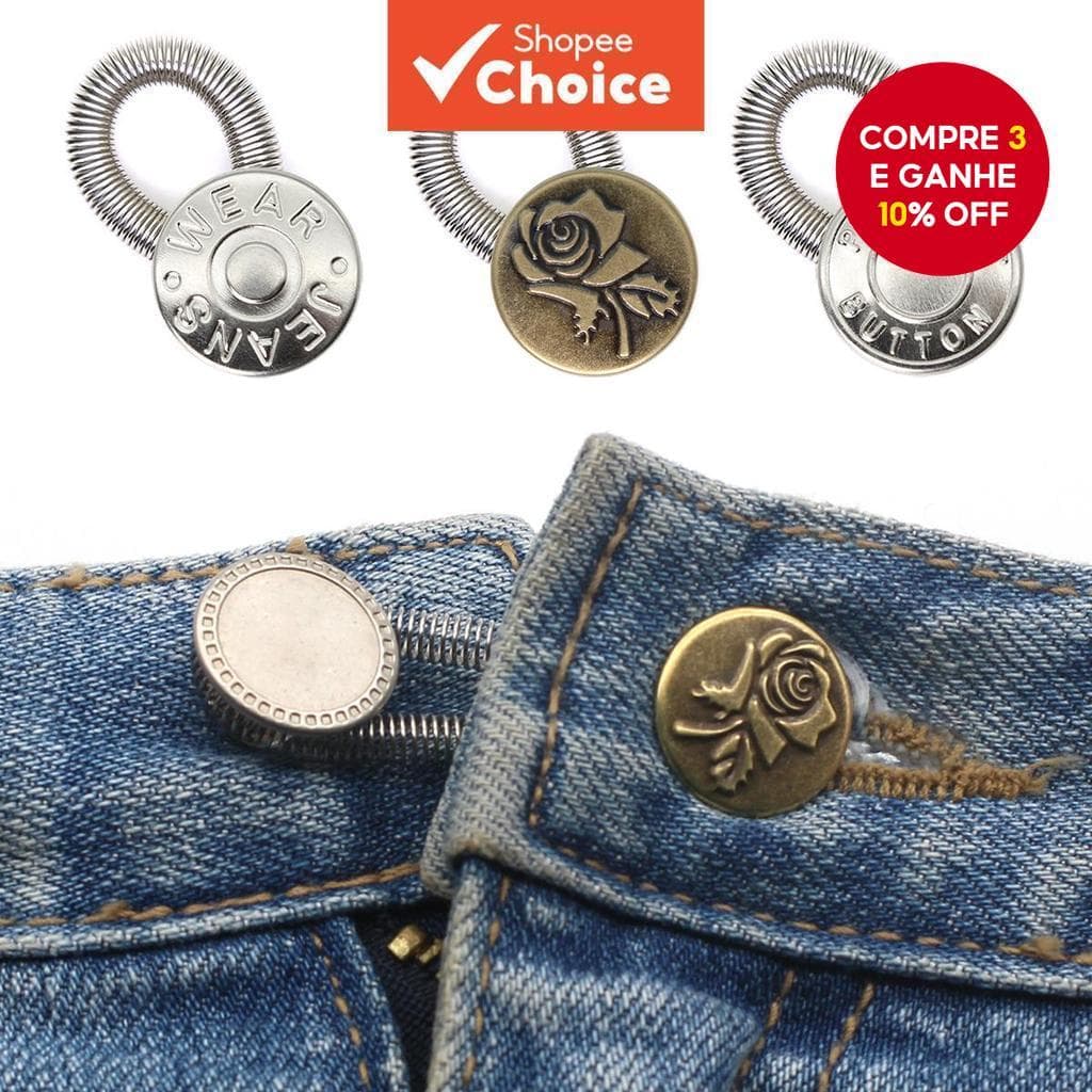 Mix 5 Peças Extensor De Botão Elástico Kit De Correção De Cintura Ajustável Substituição Jeans