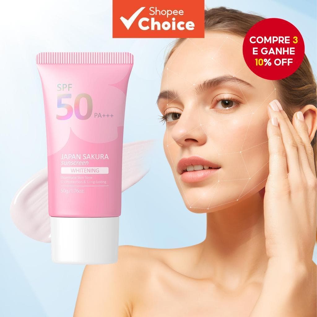 Creme Protetor Solar LAIKOU Japão Sakura Iluminador com Proteção UV, Clareador e Hidratante de Longa Duração - 50g