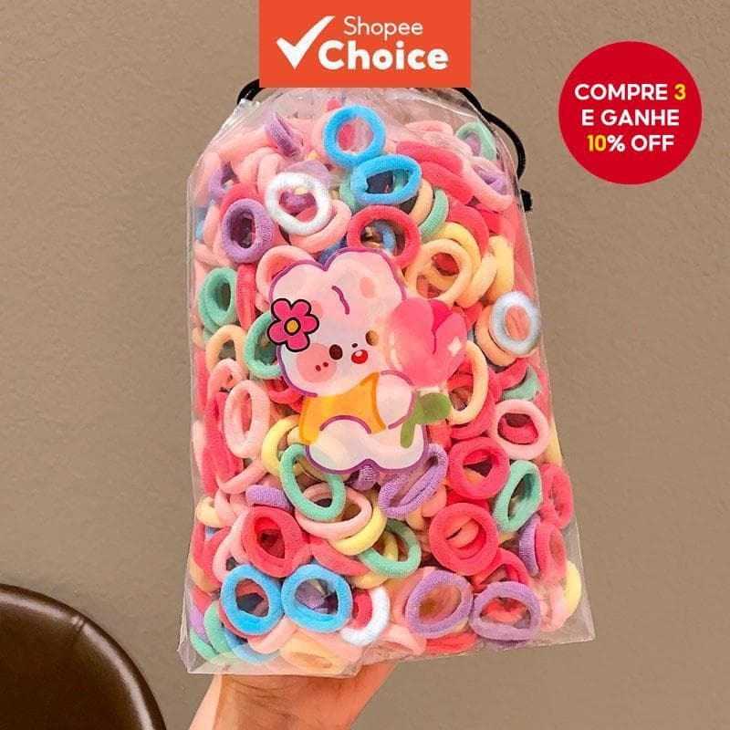 100 Peças De Faixas Elásticas De Cabelo Estilo Aleatório – Tiaras De Nylon Coloridas Para Rabo De Cavalo De Meninas