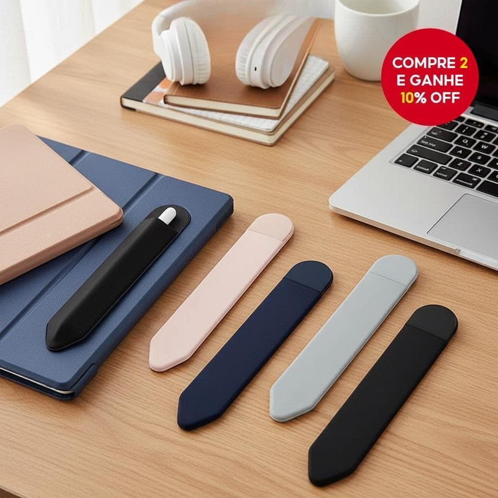 Estojo Protetor para Caneta Stylus com Bolso Elástico de Couro e Acessórios Adesivos para Capa, Compatível com AP