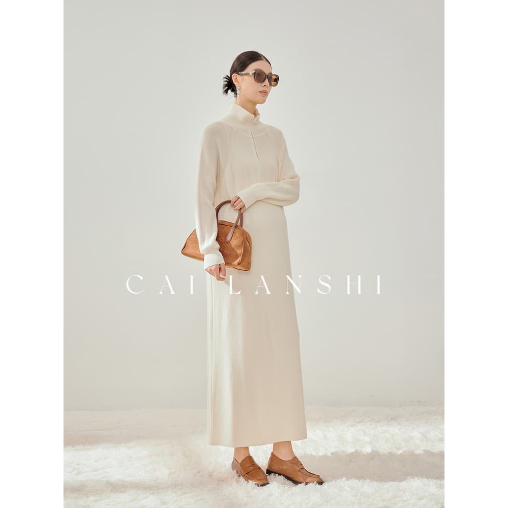 Cor Lanshi roupa de maternidade novo estilo gravidez clareamento estilo minimalista usar elegante lapela vestido de malh