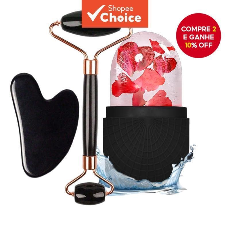 Conjunto De Três Peças De Rolo De Gelo , Massageador Facial , Placa De Raspagem , Presente Feminino