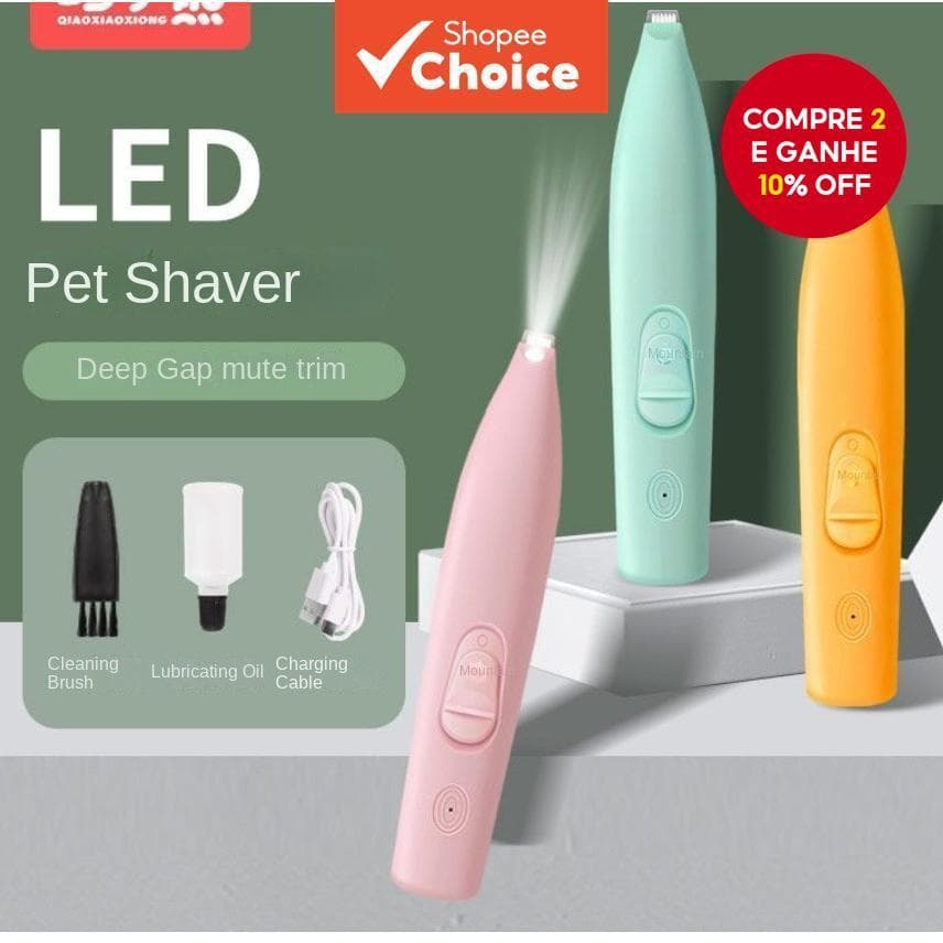 Aparador Elétrico Recarregável para Peles de Patas de Cachorro e Gatos, Orelha Sem Fio, Kit de Pêlos