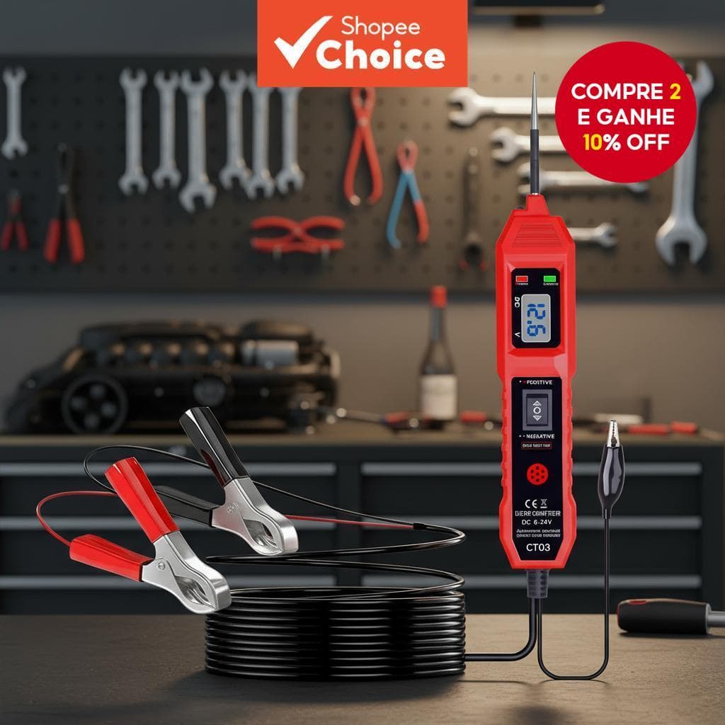  Testador de Circuito Elétrico Automotivo, Sonda de Tensão e Verificador de Fusíveis, Luz de Teste Multifuncional 6-24V