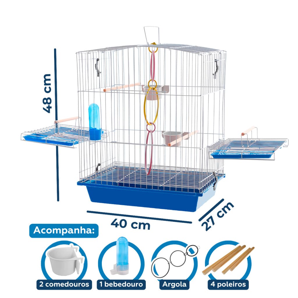 Gaiola Calopsita Mansa Acessórios Completa Para Pássaros  Aves A