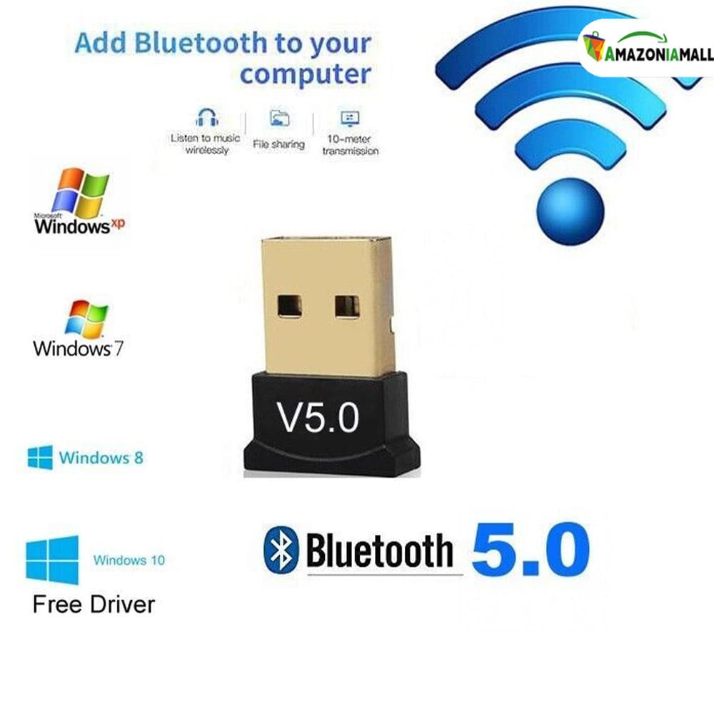 Adaptador Bluetooth 5.0 Plug USB Transmissor Áudio Sem Fio Alta Velocidade