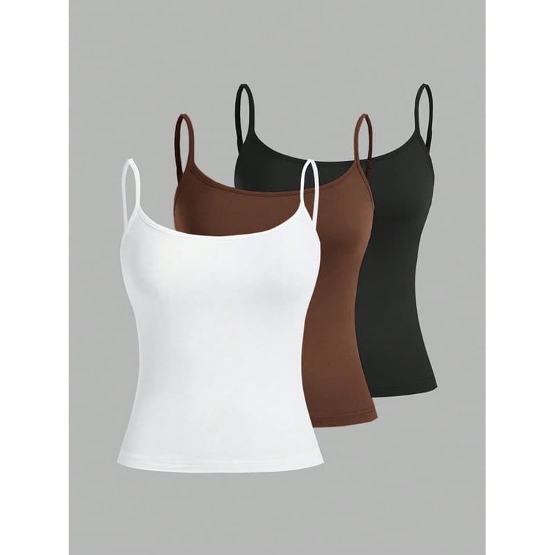 KIT 3 PEÇAS REGATA FEMININA ALÇA FINA  - CORES SORTIDAS