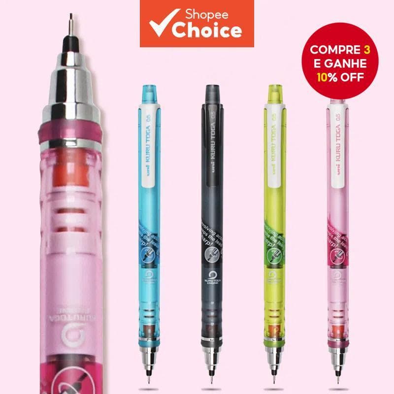 Lápis Mecânico UNI Japonês M5-450T Kuruto Plus Núcleo De Chumbo Rotação Automática Constantemente 0.5mm