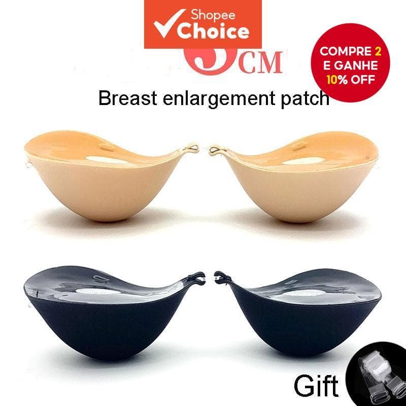 Sutiã Adesivo Push-Up de 5cm - Sem Alças e Reutilizável (Invisível, Fechamento Frontal, Almofadado Grossa)