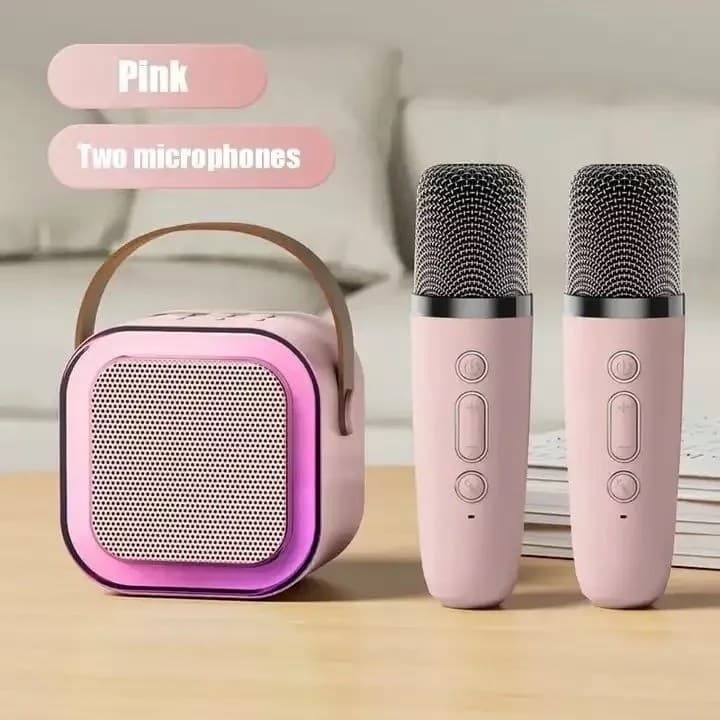 K12 Caixa de som sem fio com microfone Karaokê, Mini Alto-falante Bluetooth portátil de Karaoke com 1/2 Microfone