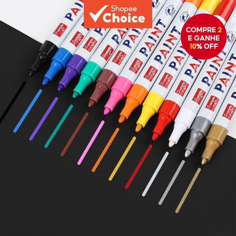 Caneta Marcador Permanente À Prova D'água De 2.8 Mm Para Carros De Assinatura De Álbum De Fotos De Cartão Preto DIY