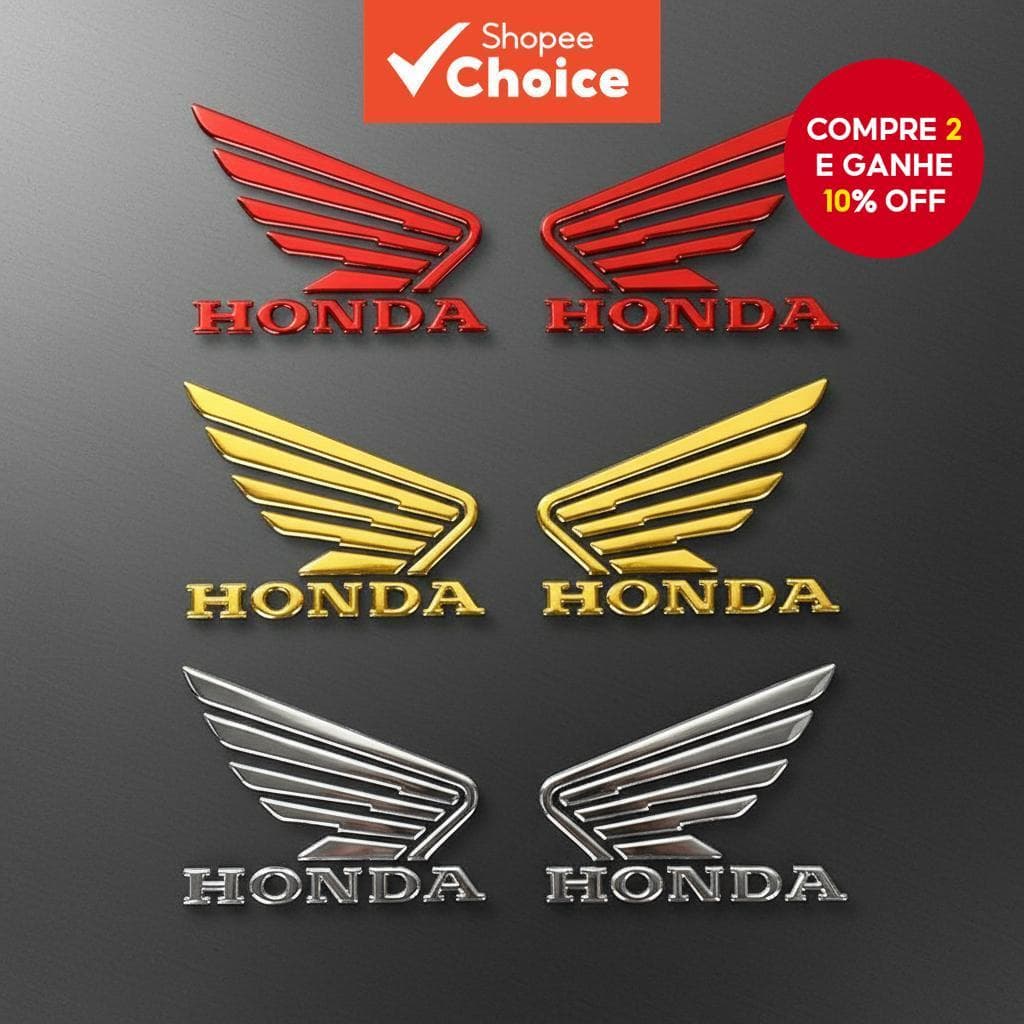  Adesivos de Emblema de Borracha Macia 3D para Asas Honda | Adesivos para Motos Esquerdo e Direito 3M