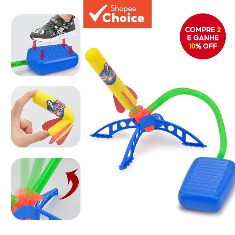 Brinquedo Lançador De Foguetes Voadores Infantis-Jogo Ao Ar Livre Ativado Por Pé Ajustável Para Festa De Aniversário