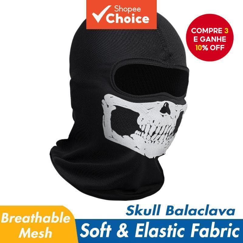 Máscara Fantasma Call of Duty, Balaclava de Esqueleto para Cosplay, Uso em Motocicletas, Halloween e Festas.