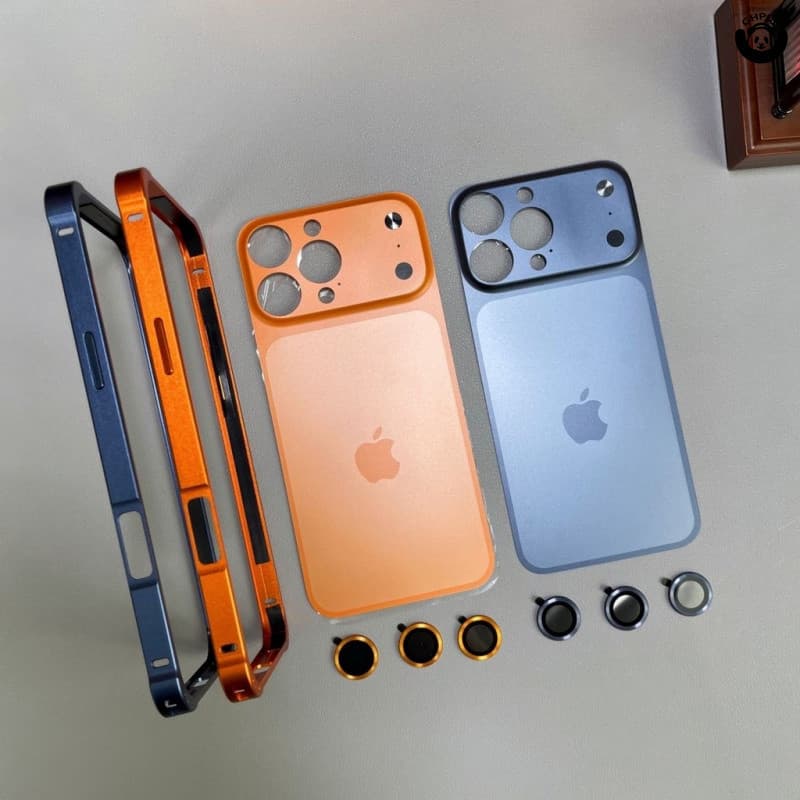 3-Em-1 Mudança Para iPhone 17 Pro Max Caso 13 14 15 16 Pôr Do  Laranja Com Capa De Telefone À Prova