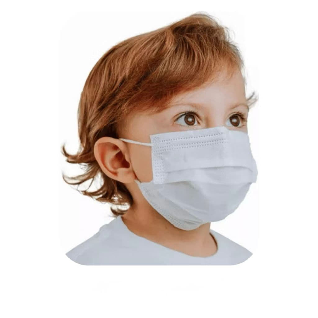Máscara Descartável Infantil Tripla BRANCA-Até 250 Unidades