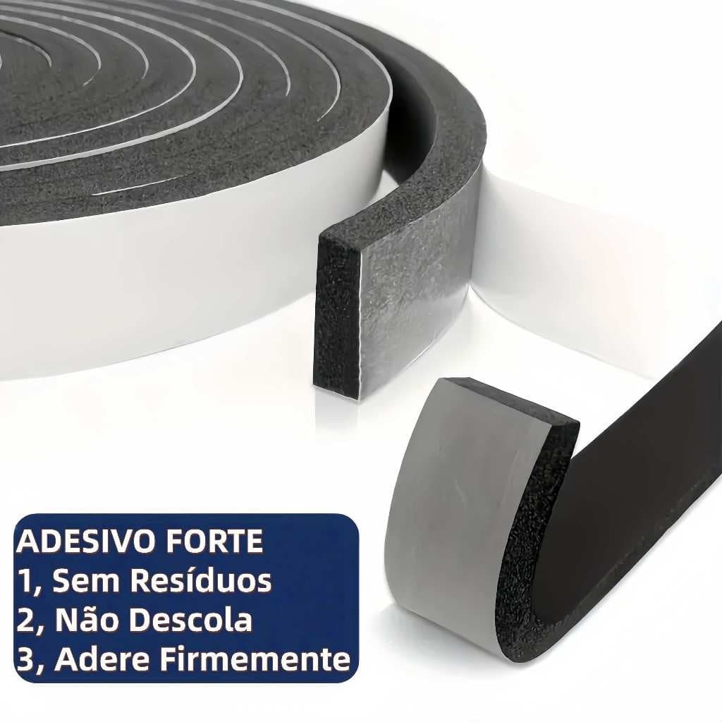 Veda Fresta Portas Janelas Anti Ruido Insetos - 2mm/4mm/6mm*10 Metros preto