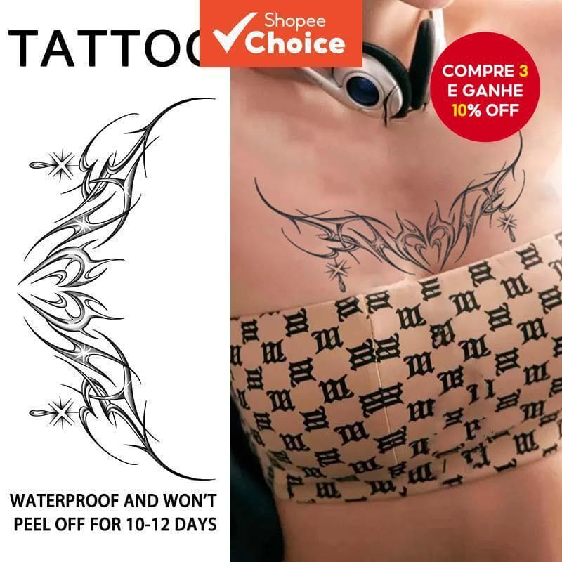 Adesivos De Tatuagem Temporária Encantadores Borboleta Demônio Para Abdômen Semi-Permanente Não Reflexivos