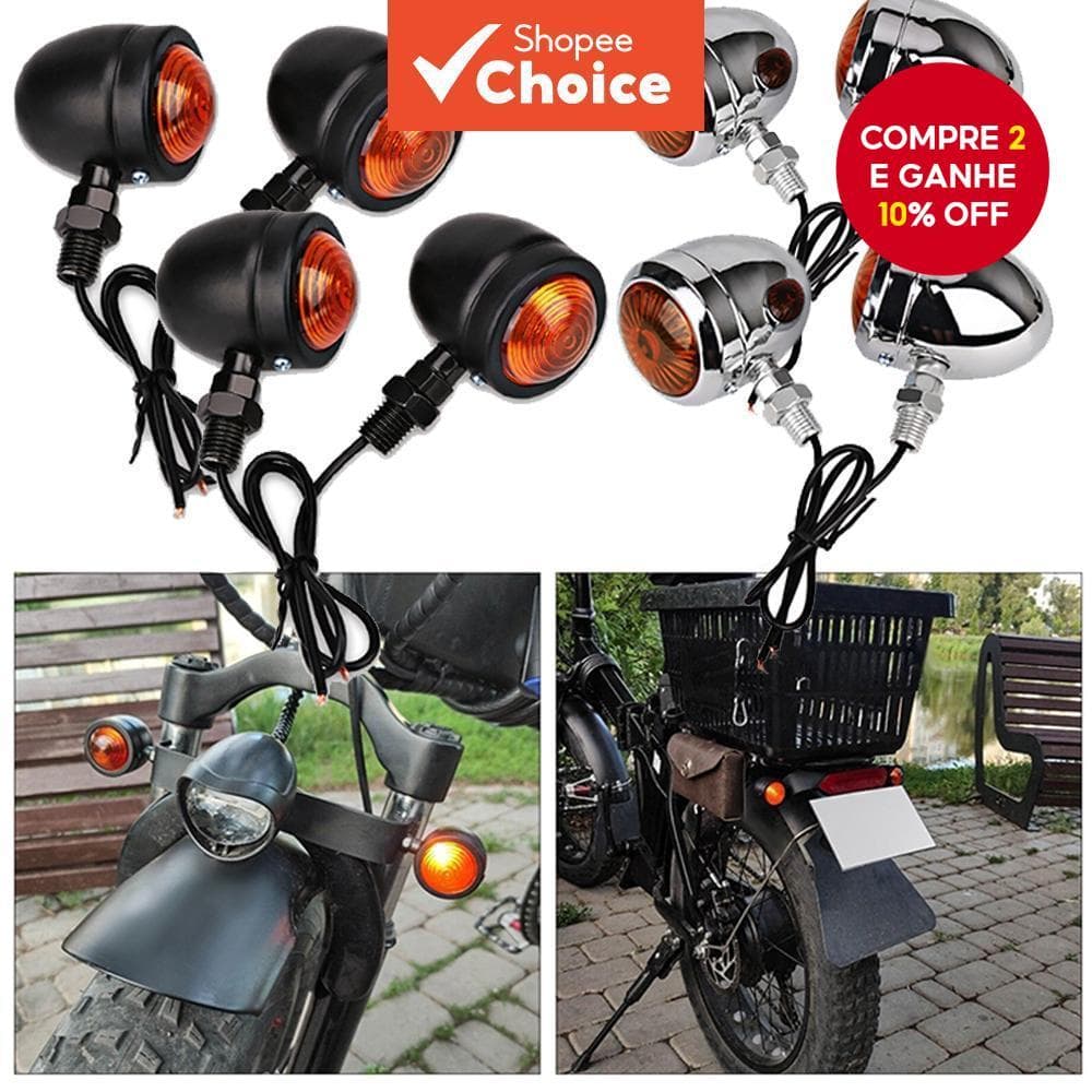 2PCS Faróis De Motocicleta Pisca-Retro Sinais De Giro Universal 12V Fio Único Luzes Para Cafe Racer Harley