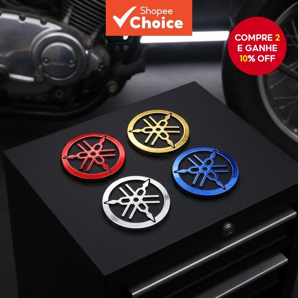  Emblema 3D Redondo Logo 48mm Adesivos para Motos Yamaha Autênticos