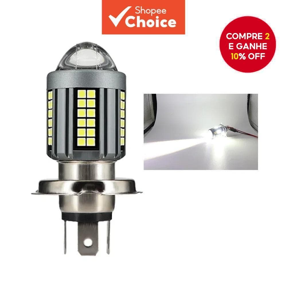 Luz De Projetor LED 6000K H4 De Alto Desempenho Para Motocicletas-360 ° Visão