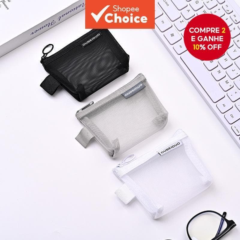 Porta-Cartões De Malha Transparente Unissex Mini Carteira Moedas Organizador De Chaves Itens Essenciais Portáteis