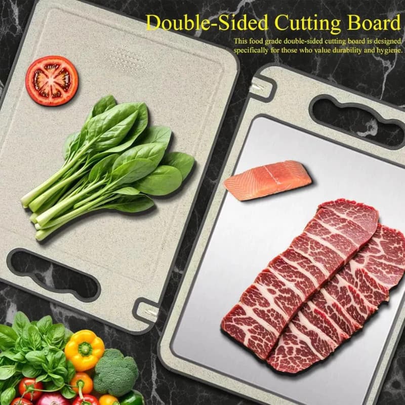 Tábua De Corte Dupla Face 304 De Aço Inoxidável, Antimofo e Antibacteriano, Ferramenta de Cozinha