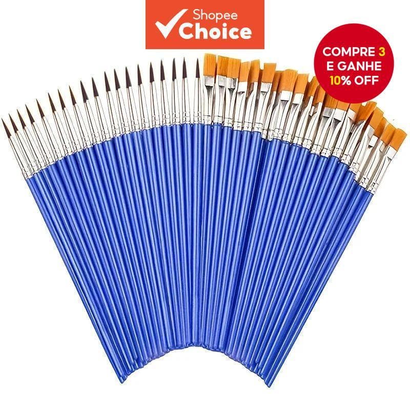 Conjunto De Pincéis De Pintura Profissional 20 Peças De Cerdas De Nylon De Vários Tamanhos